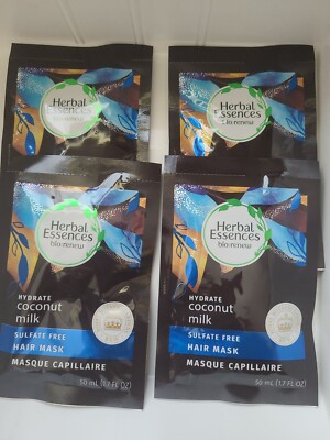 Herbal Essences bio:renew Hydrate Coconut Milk Sulfate Free Hair Masks 4 Masks