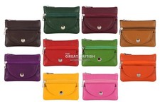 Women's Genuine Leather Minimalist Pouch Small Coin Card Wallet Zip Pouch Purse