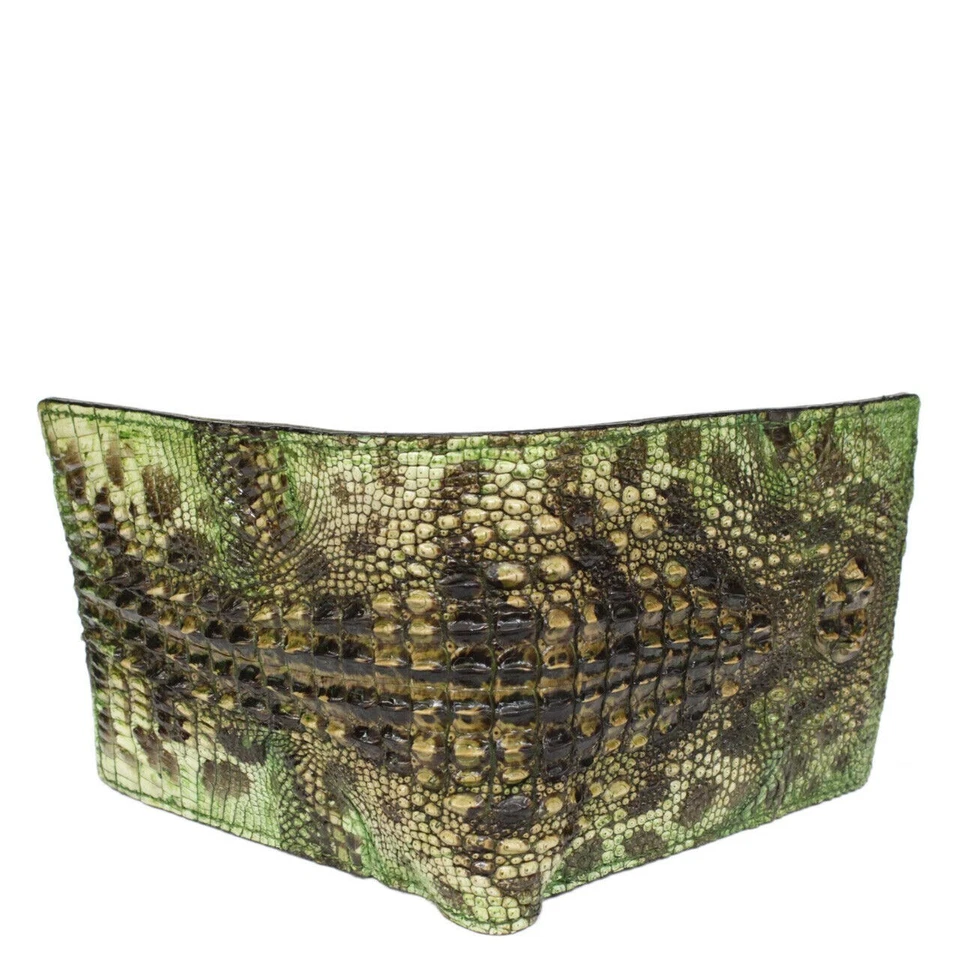 Unique Green Crocodile Leather Skin Bifold Wallet Men's - Image 3 of 4