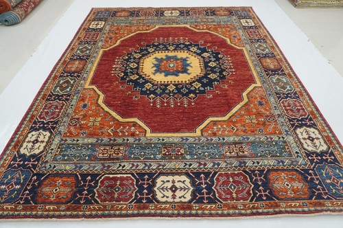 8 x 10 ft Red Heriz Afghan Hand Knotted Wool Medallion Traditional Rug