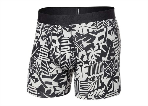 Saxx Men's Underwear - Beach Tiles/Black Droptemp Cooling Cotton Boxer Brief wit