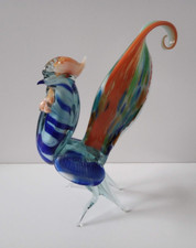 Art Glass Rooster Cockerel Chicken MCM Murano Style Colorful 11" Tall Handblown