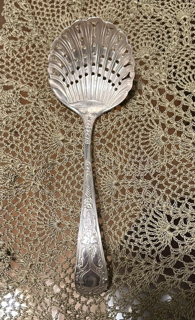 Intricate Floral Silver Plate Sugar Sifting /Serving Spoon Ladle Style