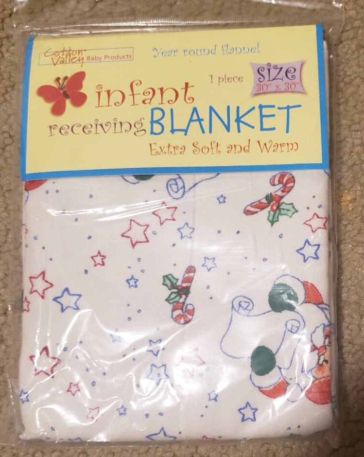 Infant Receiving Blanket Santa Claus Christmas pattern 30x30 Extra Soft NIB  NEW