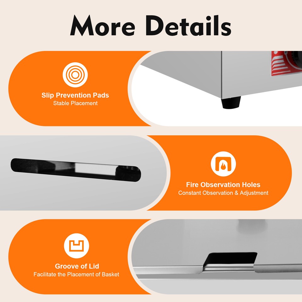 Rectangular Gas Fryers Double Cylinder LPG Fryer 2 Basket Commercial