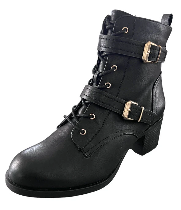 Buckle top biker boots