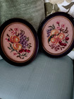 Vintage Oval WOOD Picture FRAMES  w/floral design Set of 2 — photo 1