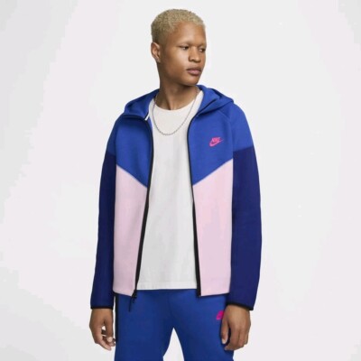 Nike Sportswear Tech Fleece Zip Hoodie Sz M Game Royal/Pink Foam