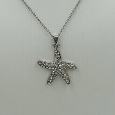 Sweet Silver Plated Starfish Pendant With Clear Sea life