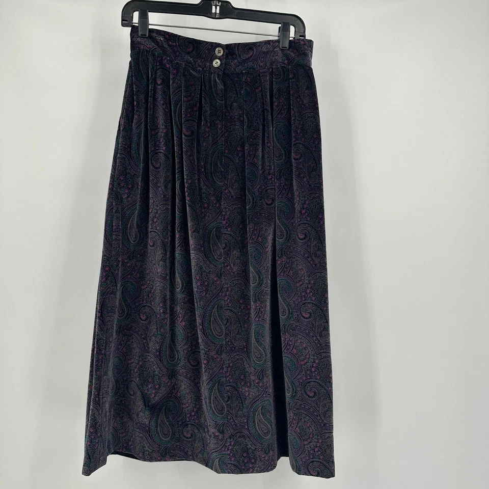Womens Vintage Whimsigoth Velvet Paisley Skirt Size 12 Dark Academia Boho Luxe - Image 2 of 4