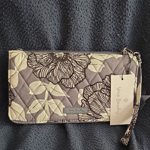 Vera Bradley Women’s RFID Blocking Wallet Credit Card Floral Gray White Black