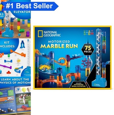 Motorized Marble Run 75 Piece Construction Set Race Maze Spiral Elevator Kids