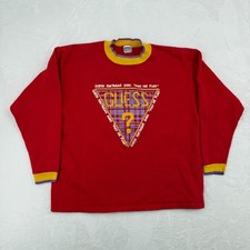 VTG 80s Guess Crewneck Sweatshirt Mad For Plaid Sz Med Georges Marciano