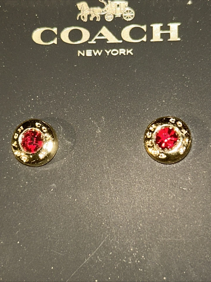 ТРЕНЕР открытый круг камень серьги-гвоздики золотой тон красный - Изображение 3 из 4