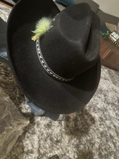 Chapeaux NR chapeau western noir avec bande décorative et plume