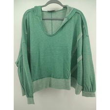 Zenana Hoodie Womens S/M Green Excellent Exposed Seam V-Neck TRT-5254A5