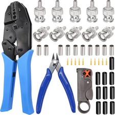 Coaxial Cable Tool Kit BNC Crimp Tool with 10PCS BNC Male Crimp Connector,Coa...