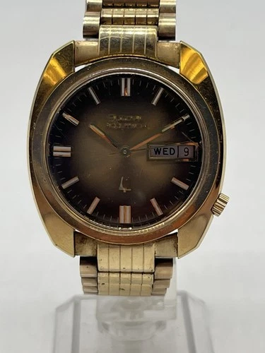 Vintage 1973 Bulova Accutron 36mm Brown DayDate Dial 2182 Tuning Fork Watch