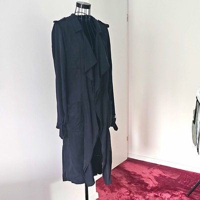 khujo Damen Mantel L Schwarz lang Langarm Knopf Taschen Polyester Regular