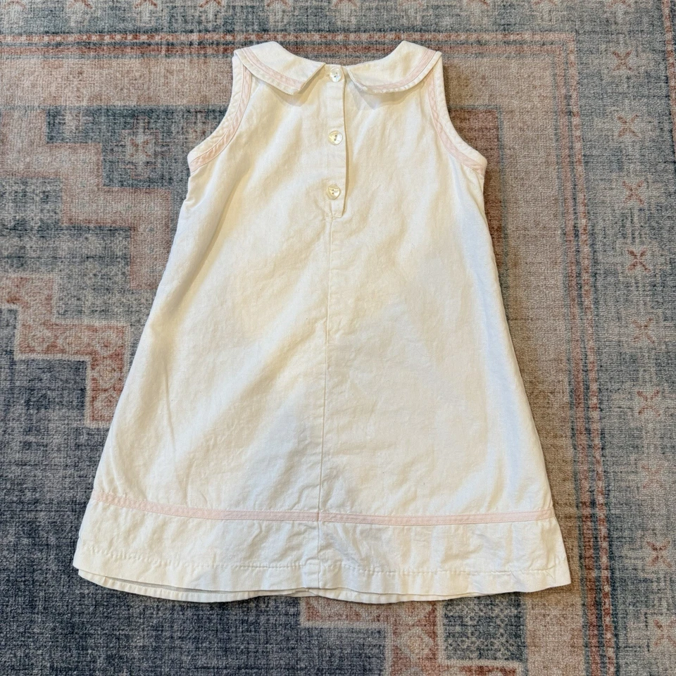 Vintage Lined Linen Cotton Girls Dress By Two Turtle Doves Sweet Potatoes Size 6 - Image 2 of 4