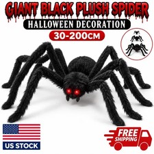 Giant Black Plush Spider Halloween Decoration 30-200cm
