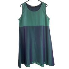 Chalet Color Block Sleeveless Tunic Dress Sz M Iridescent Lagenlook Art To Wear