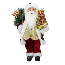Northlight 16" Traditional Holly Berry Santa Claus Christmas Figure Presents