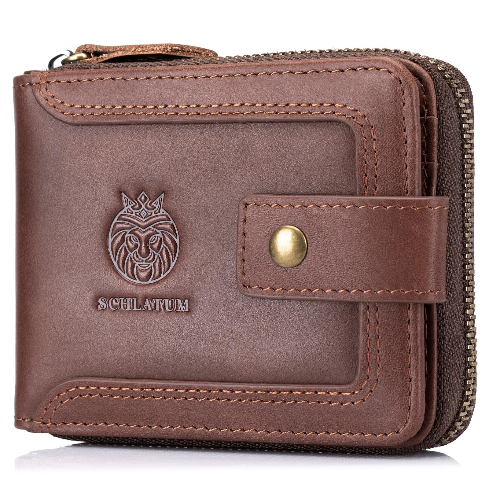 Genuine Leather RFID Blocking Wallet for Men Vintage Style Large Capacity