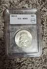 1963 D Franklin Silver Half Dollar ICG  MS63 U.S. 50c Coin