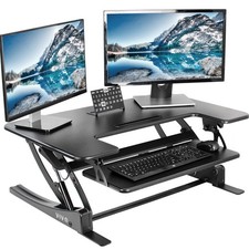 VIVO Black Height Adjustable Standing Desk Monitor Riser Tabletop Sit to Stand