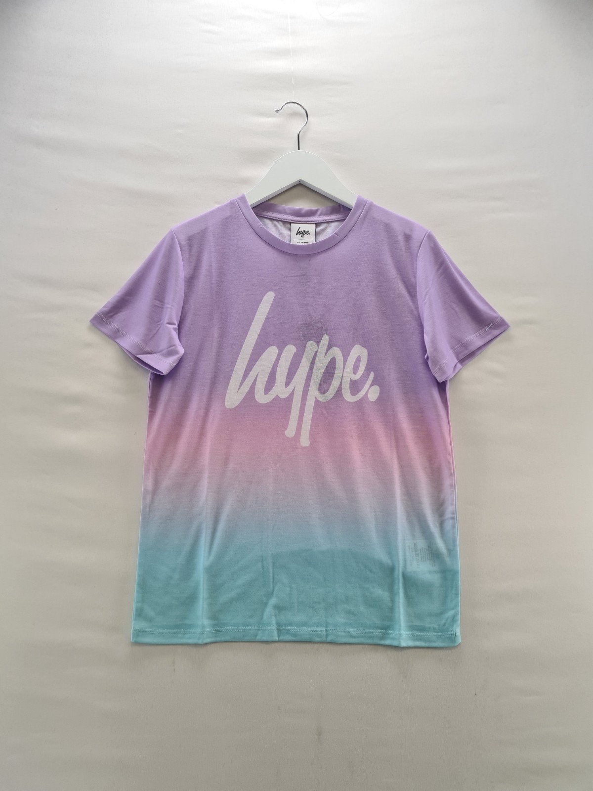 Hype T-Shirt Girls Age 13 Years Purple Pink Colour Fade Logo BNWT RRP£14.95