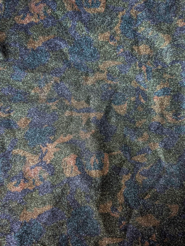 Ganni metallic Camouflage Stretch Top Tee Nwot Blue Green 42 M Medium - Image 3 of 4