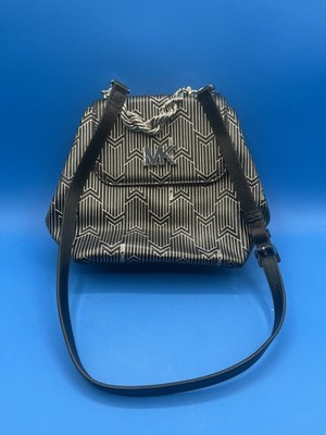 Michael Kors Mott Convertible Crossbody Purse Black Silver Chain 1 Strap Adjust