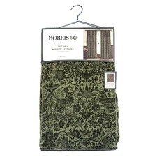 William Morris  Co. Window Curtains Panels 38X96  Strawberry Thief Sage Green 2