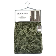 William Morris & Co. Window Curtains Panels 38X96” Strawberry Thief Sage Green 2