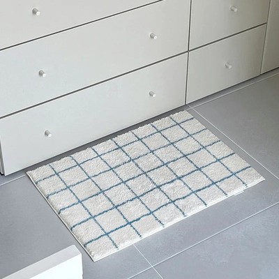 Summer Ins-style Korean Striped Checkered Bedroom Carpet Anti-slip and Absorbent