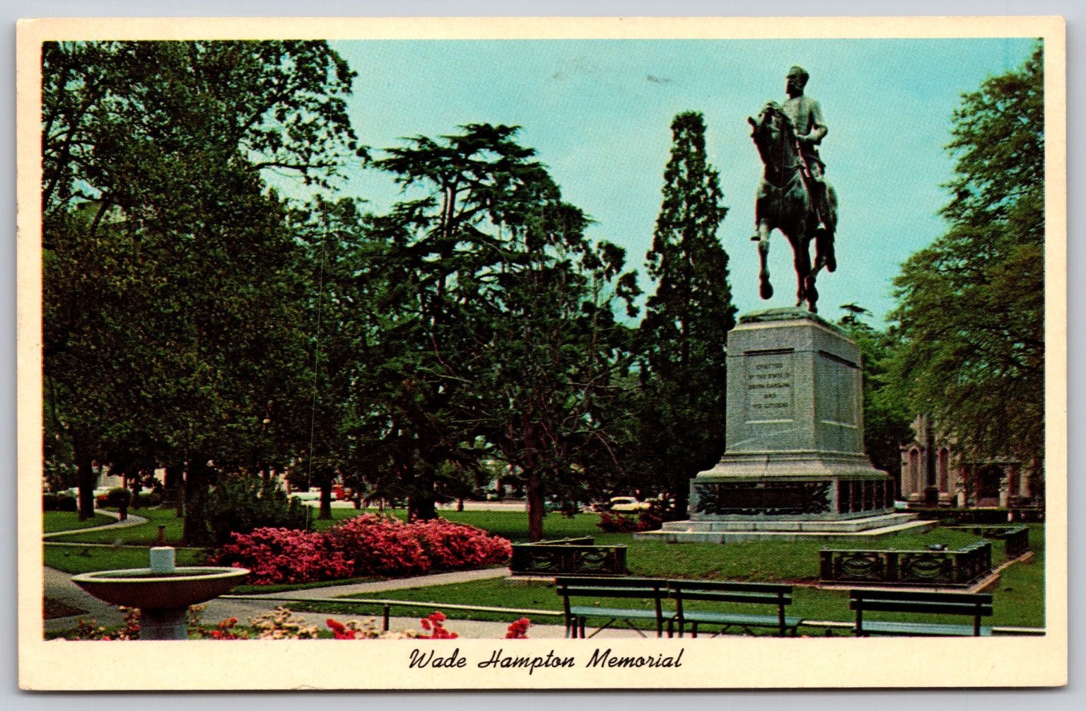 Wade Hampton Memorial Columbia SC Curt Teich Postcard 1960s AA408