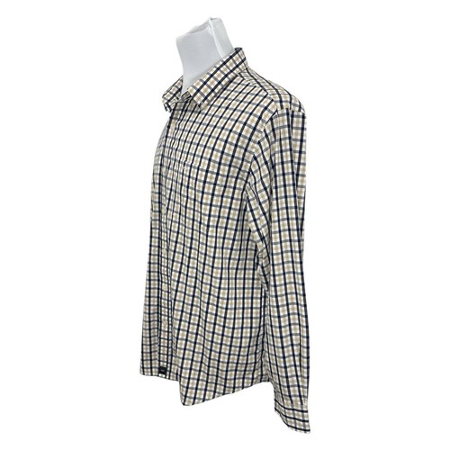 Dockers Men's Tan & Blue Plaid Button Down Shirt Long Sleeve Pocket Size XL - Picture 3 of 7