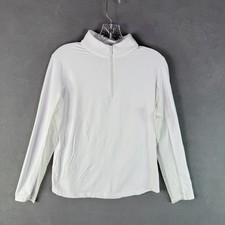 IBKUL Womens 1/4 Zip Top Golf Tennis Shirt M White Long Sleeve UPF50 Vented HOLE