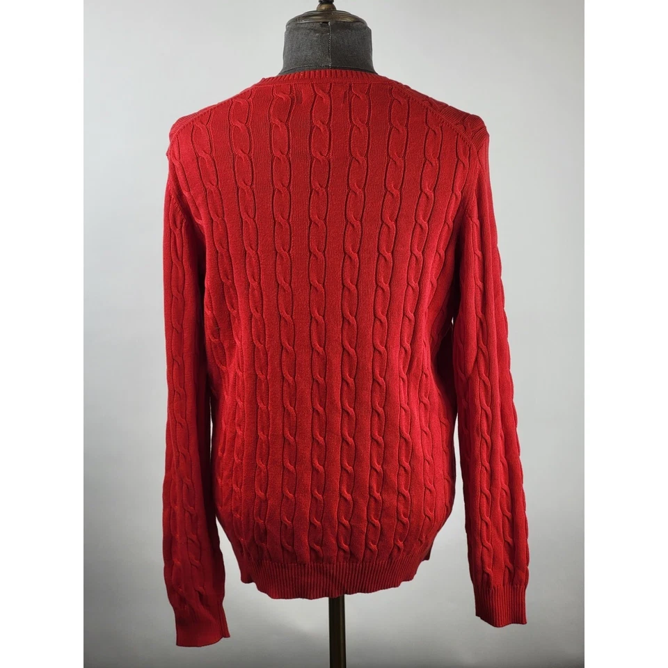 Suéter Club Room Para Hombres Medio Rojo Tejido con Cable Cuello Redondo Prendas Exteriores Pullover Nuevo con Etiquetas Foto 4 de 4