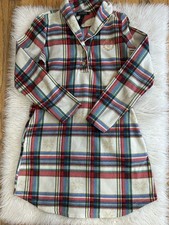 Vintage Ralph Lauren Plaid Fleece Women  s S Nightgown Snowflakes Pockets Rare