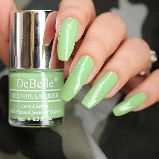 DeBelle Gel Creme Finish Nail Polish Mystique Green (Pastel Green), 8 Ml - Enric