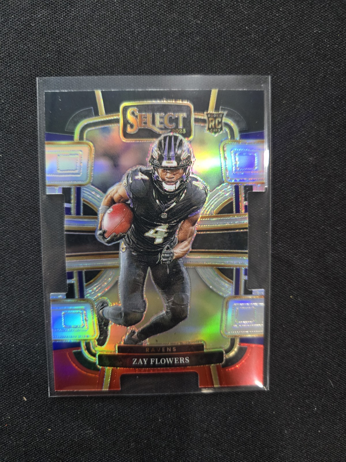 2023 Panini Select Football Zay Flowers RC Black & Red Prizm Die-Cut #8