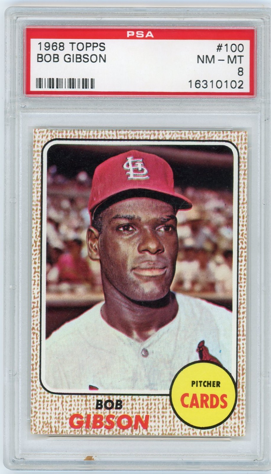 1968 Topps #100 Bob Gibson St Louis Cardinals HOF PSA 8 NM-MT