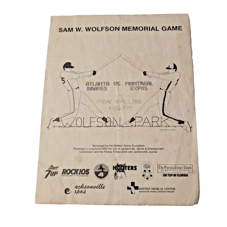 1988 Braves vs Expos Spring Training Program - Andres Galarraga Auto - Image 4 of 4