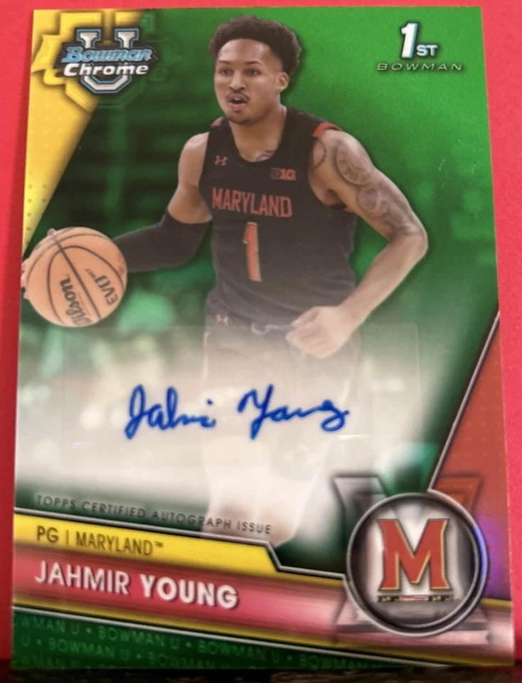 2023-24 Bowman U Chrome JAHMIR YOUNG 1st Bowman Green Refractor Auto /99 🏈 - Image 3 of 4