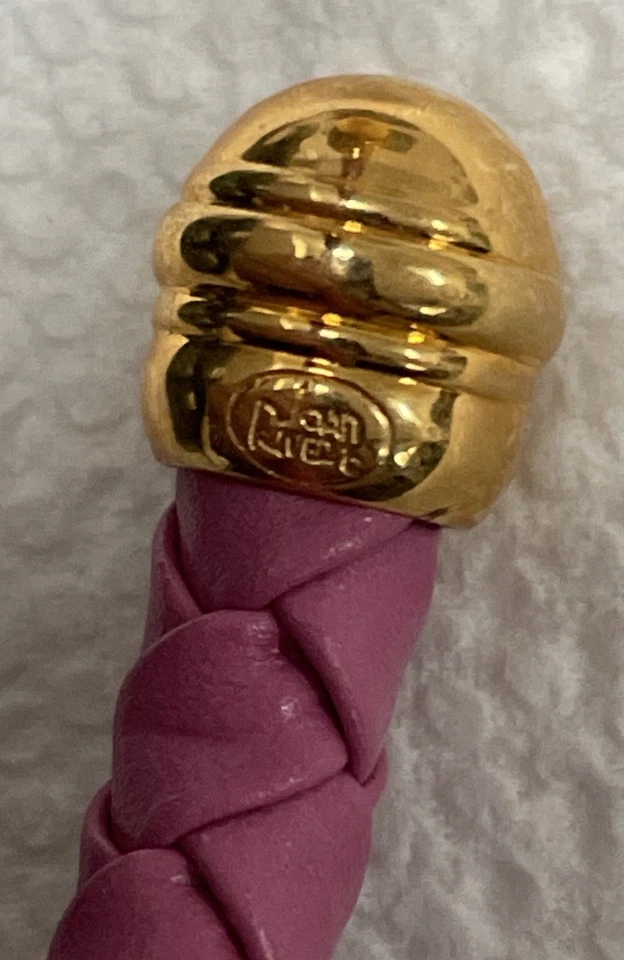 PULSERA BRAZALETE TRENZADO CUERO VINTAGE DE JOAN RIVERS  Foto 3 de 4