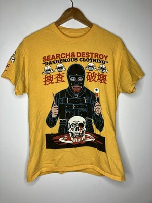 Search & Destroy Dangerous Clothing Graphic T-Shirt Men's Yellow Skull Mask Tee