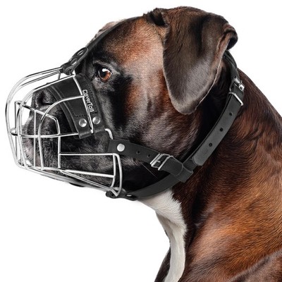 CleverTail Metal Wire Basket Muzzle for Boxer, English/American Bulldog - Bite P