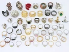 56 Piece Vintage Now Rhinestone Cocktail Costume Ring Jewelry Lot Gold Silver Tn